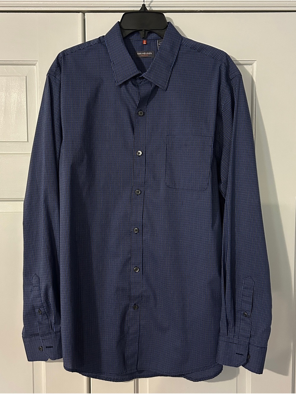 Van Heusen Navy Micro-Check Button-Down Dress Shirt